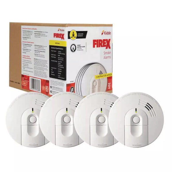 Pack Hardwired Smoke Alarm with Ionization Sensor, 120V AC, 9V Battery Backup