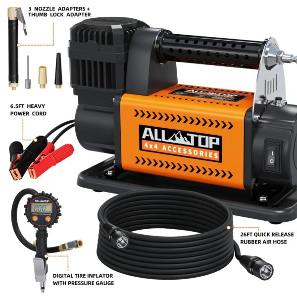 Air Compressor with Digital Pressure Gauge Tire Inflator Kit, 12V Portable Inflator 7.06ft/Min, Offroad Air Pump for Truck Tires, Heavy Duty Max...
