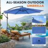 9.8FT Offset Patio Umbrella Hanging Cantilever Umbrella Outdoor Sun Shade with Easy Tilt Adjustment, 8 Ribs, UV Protection for Backyard, Lawn,...