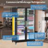 Commercial Refrigerator, Glass Door with LED Lighting Upright Beverage Display Cooler for Home, Store, Gym, or Office, Featuring Double Swing...