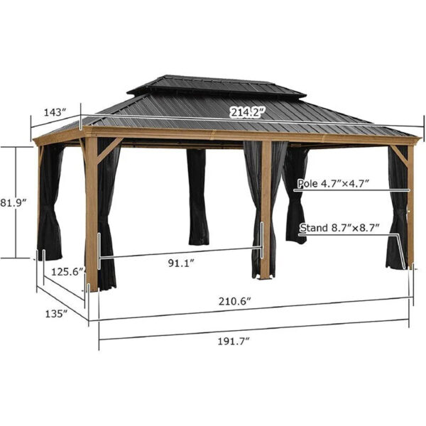 18 Ft. W x 12 Ft. D Metal Patio Gazebo