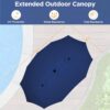 15 ft Large Patio Umbrella with Solar Lights Double-Sided Outdoor Rectangle Market Umbrellas with 36 LED Lights/Base Included/Easy Crank for Patio...