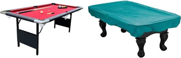 6 Ft Portable Pool Table, Adults Folding Billiards Tables for Game Room with Easy Foldable Storage, Includes Full Set of Billiard Balls, Cues,...