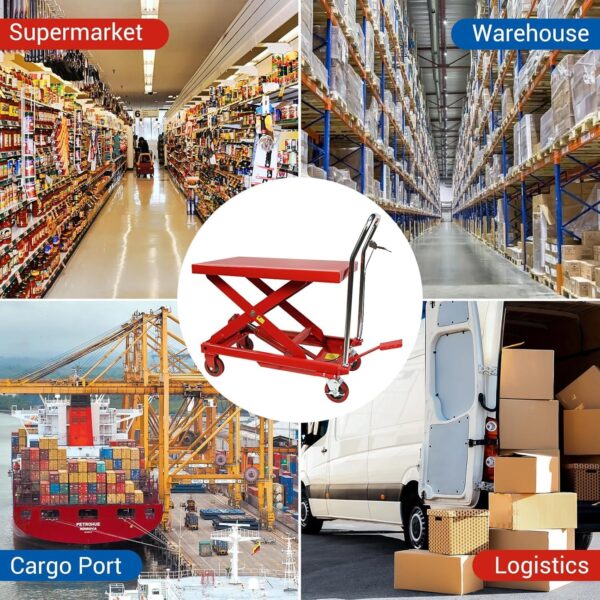 500LBS Hydraulic Lift Table Cart, 30" Lifting Height., Double Scissor Lift Table with 4 Wheels and Non-Slip Pad, Hydraulic Scissor Lift Table for...