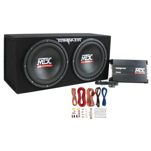 12 1200W Dual Car Subwoofer Package with Amplifier & Installation Kit