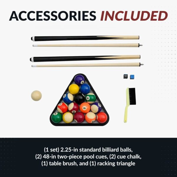 6 Ft Portable Pool Table, Adults Folding Billiards Tables for Game Room with Easy Foldable Storage, Includes Full Set of Billiard Balls, Cues,...