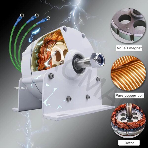 12000W Low RPM Permanent Magnet Generator 12V 24V 48V 120V 220V, Free Energy Gearless Permanent Magnet Generator Motor DIY for Wind Turbine Water...