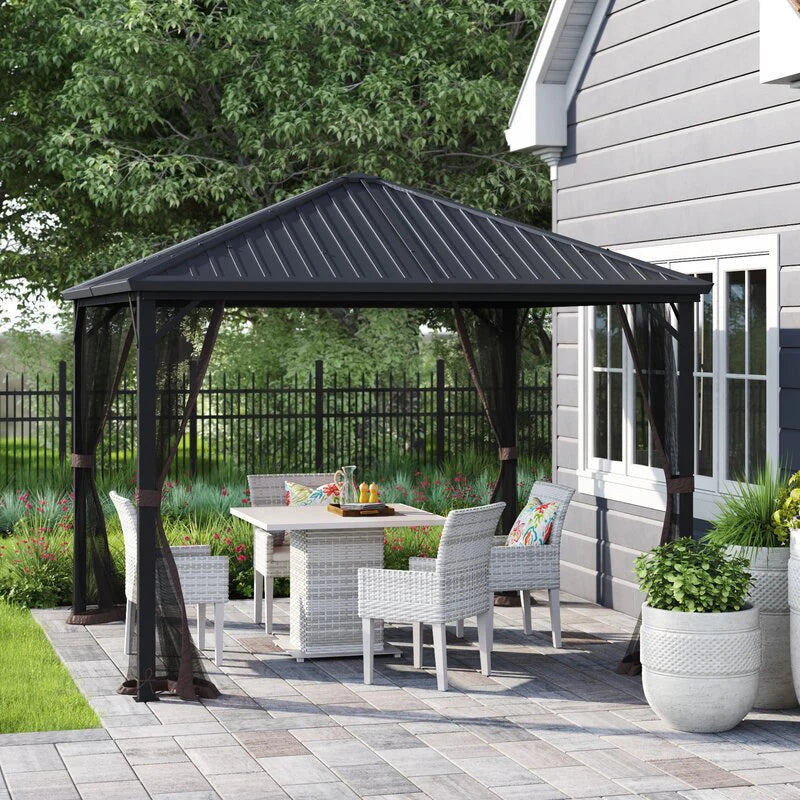 3c040659cd8d4935eebafc022a2cbd36fedbe6312da54779ae704d4a23f58547 Acuff 10 Ft. W x 10 Ft. D Steel Patio Gazebo