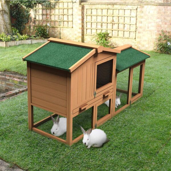 Large chicken coop, wooden hen house, outdoor backyard rabbit cage with ventilation door, detachable tray and slope, chicken nesting box (58...