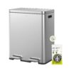 30L + 30L dual trash cans, with recycling bin, stainless steel independent footrest and lid, 2 8-gallon trash cans suitable for kitchen,...