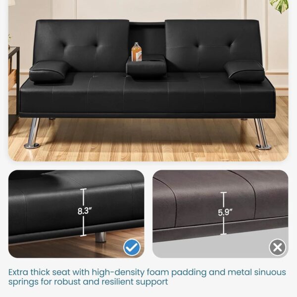 Yaheetech Convertible Sofa Bed Adjustable Couch Sleeper Modern Faux Leather Home Recliner Reversible Loveseat Folding Daybed Guest Bed, Removable...