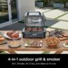 7-in-1 Grill & Smoker with Thermometer, Air Fryer, BBQ, Bake, Roast, Broil - Portable Electric Outdoor Grill, Grey