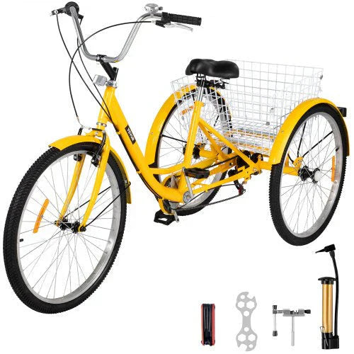 44ce5b20f47a15351fd80b2360af423c0ca160ec3a53c38e3fe4bd40e1b33f43 Adult Tricycle 26 7 Speed 3 Wheel Trike Bicycle Bike Cruise w Basket Shooping