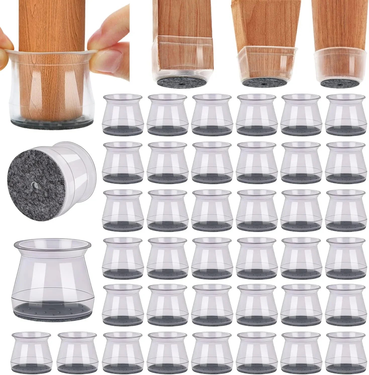 456c62892d72de76839cf6c477fa8eab8c203eb42182c15c4491b67df7018a16 BUMACO 40Pcs Chair Leg Floor Protectors Silicone Covers to Protect Floors