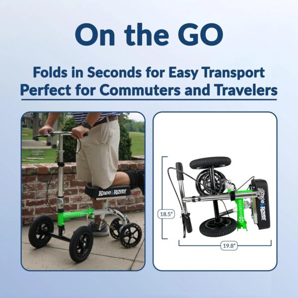 Hybrid - Most Compact All Terrain Knee Scooter for Adults for Foot Surgery Heavy Duty Knee Walker for Broken Ankle Foot Injuries Recovery Leg...