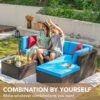 Devoko 5 Pieces Patio Furniture Sets All Weather Outdoor Sectional Patio Sofa Manual Weaving Wicker Rattan Patio Seating Sofas with Cushion and...
