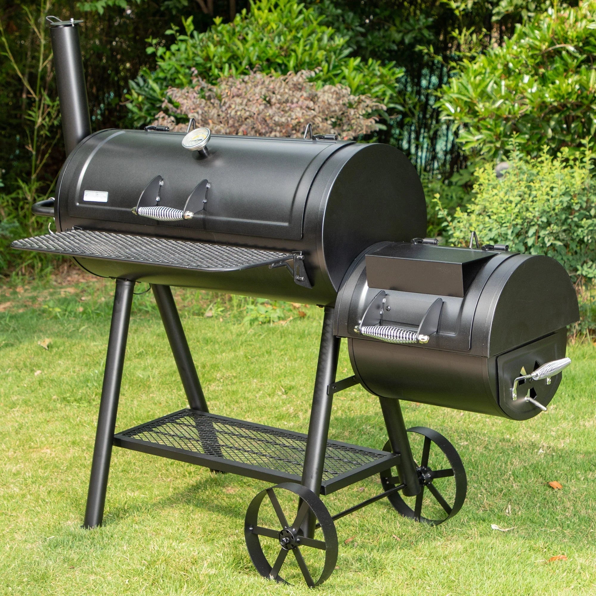 473913c4338087fe939ce14747d11a8d85a026c1214ce0f20d11cbc9d56b924b 941 Sq.in. Overlarge BBQ Charcoal Grill with Offset Smoker, Black