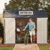 Rubbermaid Resin Outdoor Storage Shed With Floor (7 x 7 Ft) Weather Resistant Gray Organization for Home/Backyard/Garden Tools/Lawn Mower/Bike...