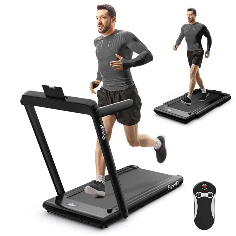 483271d90ddf7258573dfbe4498d9c8a431c59f00f68378a99a16b46d7888a9d 2.5HP 2-in-1 Folding Under Desk Treadmill with Speaker APP Remote Control, Portable Walking Jogging Machine for Home Gym Office