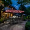 15 ft Large Patio Umbrella with Solar Lights Double-Sided Outdoor Rectangle Market Umbrellas with 36 LED Lights/Base Included/Easy Crank for Patio...