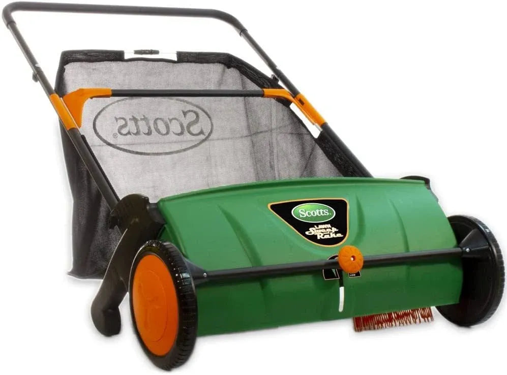 4efcb9470add632f317d5f09816da4376afe6354b30a05ffb9bf5c9dfef7eb58 Scotts LSW70026S Push Lawn Sweeper, 26-Inch Sweeping Width, 3.6 Bushel Collection Bag