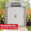 Rubbermaid Resin Outdoor Storage Shed With Floor (7 x 7 Ft) Weather Resistant Gray Organization for Home/Backyard/Garden Tools/Lawn Mower/Bike...