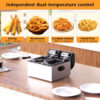 3000W Commercial Electric Deep Fryer With Baskets & Lids,2x3L Stainless Steel Double Deep Fryer,Small Deep Fryer With Basket,Temperature...