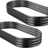 2Pcs Galvanized Raised Garden Bed Kit, 10 4 1ft Galvanized Planter Raised Garden Boxes Outdoor, Oval Large Metal Raised Garden Beds for Vegetables