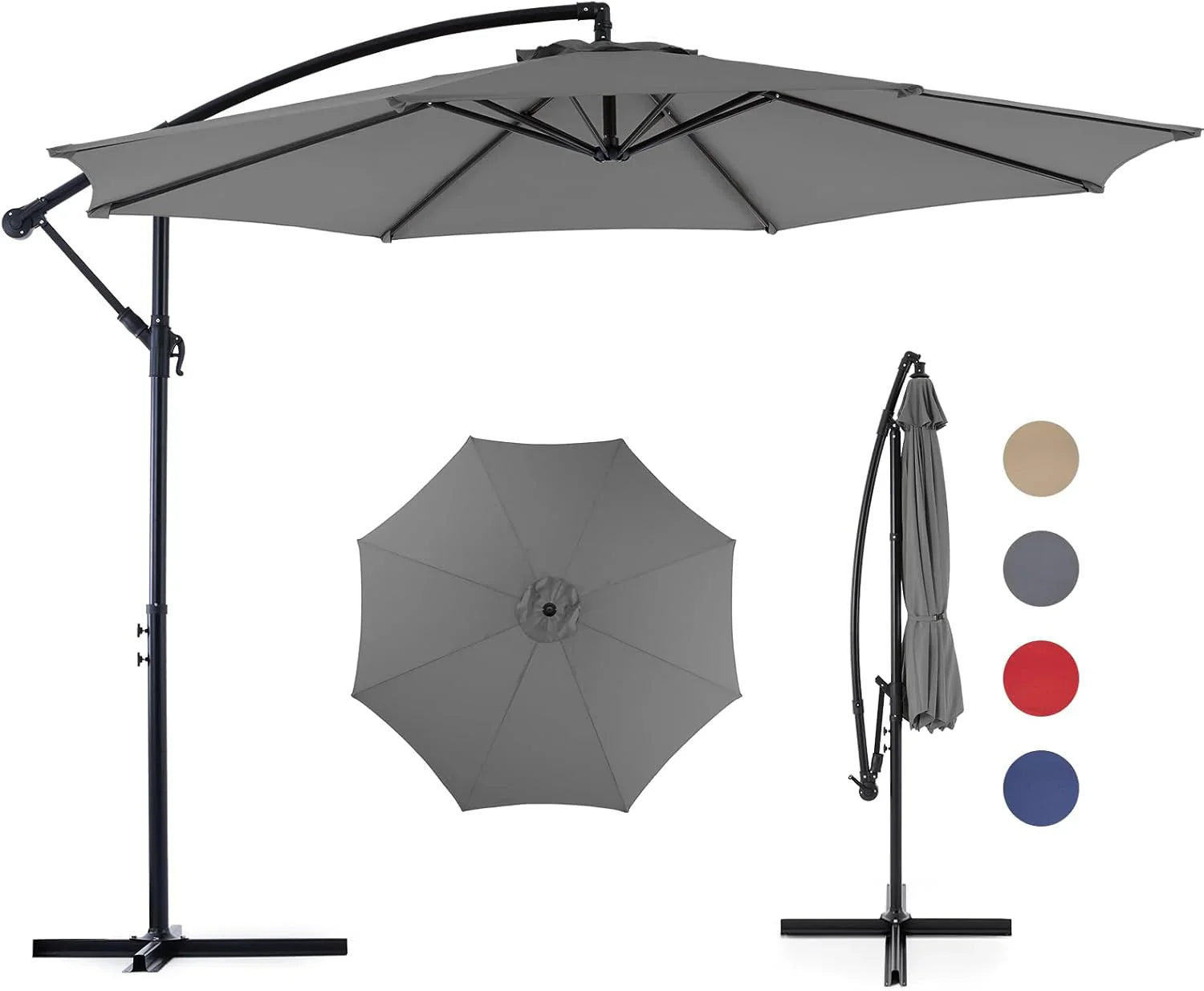 57f6cc3b4e807b26c2580ee6b90b41e4e8d991c700e0d280b9e28c7023035600 9.8FT Offset Patio Umbrella Hanging Cantilever Umbrella Outdoor Sun Shade with Easy Tilt Adjustment, 8 Ribs, UV Protection for Backyard, Lawn,...