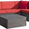 Devoko 5 Pieces Patio Furniture Sets All Weather Outdoor Sectional Patio Sofa Manual Weaving Wicker Rattan Patio Seating Sofas with Cushion and...
