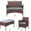4 Pieces Patio Rattan Chair Wicker, Outdoor Indoor Use Backyard Porch Garden Poolside Balcony Furniture Sets (Red)
