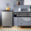 Beer Kegerator, Dual Tap Draft Beer Dispenser, Full Size Stainless Steel Keg Refrigerator With Drip Tray, CO2 Cylinder, 32 F- 50 F Temperature...