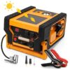 2000A Car Jump Starter with Air Compressor, 5W Solar Panel Portable Power Station, Tire Inflator 260PSI, Car Battery Charger with Inverter Dual...