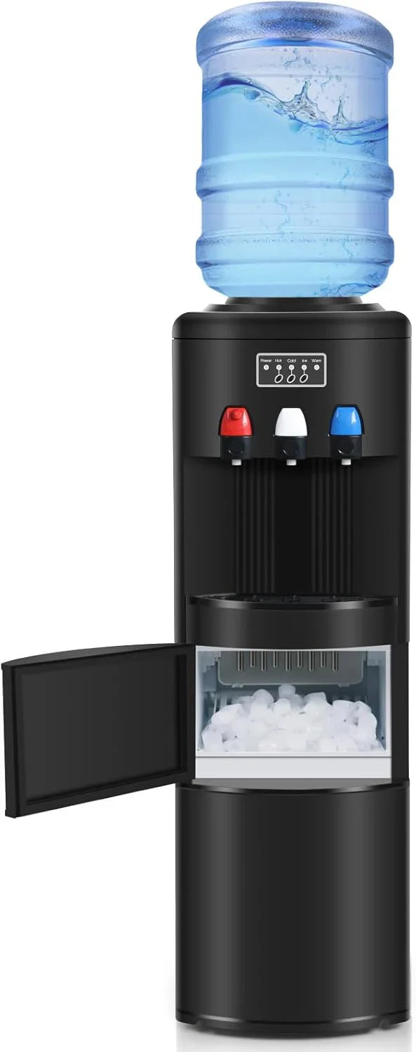 ICEPURE Water Dispenser with Ice Maker, 3-in-1 Hot and Cold Water Cooler with Built-in Bullet Ice Maker Machine, 26.5lbs/24H, Top Loading for 3-5...
