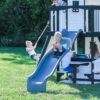 Backyard Discovery Canyon Creek Cedar Wood Swing Set with Wave Slide, Clubhouse, Play Kitchen, Picnic Area, Belt Swings, Web Swing, Rock Wall,...