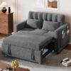 DWVO 3-in-1 Convertible Sofa Bed, 55" Sleeper Sofa with Pull-Out Bed, Cat-Scratch-Proof Fabric Futon Couch with Adjustable Backrest and Side...