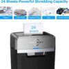Heavy Duty Paper Shredder, 24-Sheet Cross-Cut Shredder, 40-Min Continuous Running Time, Commercial Grade Shredder for Office, 9-Gallon Big Basket,...