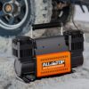 Air compressor kit, dual cylinder, 12-volt portable inflator, 12.35 cubic feet per minute, suitable for truck tires for off-road use, heavy-duty...