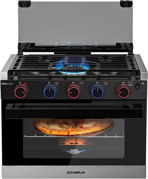 RV liquefied gas stove 21 inches high, a liquefied gas stove oven with 3 burners, suitable for RVs, apartments, mobile homes, made of stainless...