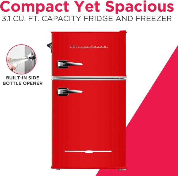Frigidaire Retro Mini Fridge with Freezer & Side Bottle Opener-Small 2 Door Refrigerator for Office Bar or College Dorm Room-3.1 Cu Ft 19 "D x...