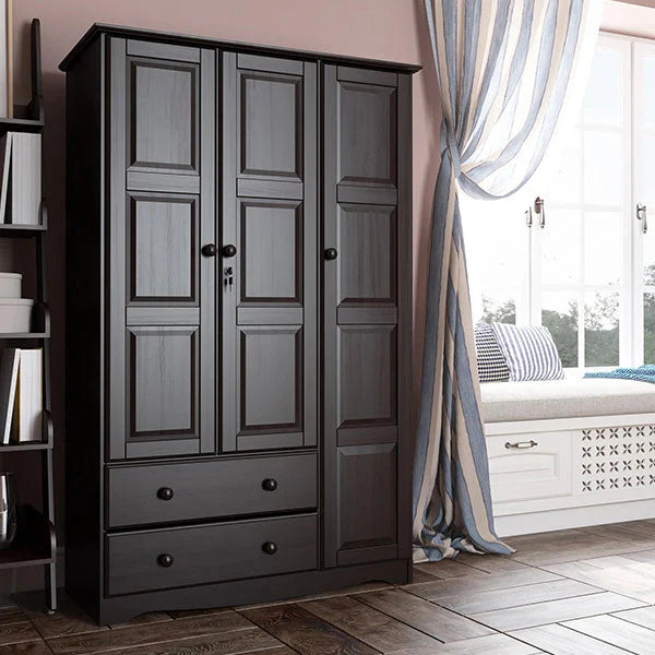 100% Solid Wood Grand Wardrobe Armoire - Mocha