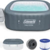 4 to 6 Person Inflatable Hot Tub Square Portable Outdoor Spa with 114 Soothing AirJets and Insulated Cover, Gray-Coleman