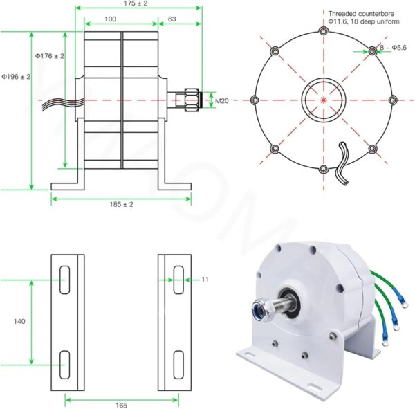 12000W Low RPM Permanent Magnet Generator 12V 24V 48V 120V 220V, Free Energy Gearless Permanent Magnet Generator Motor DIY for Wind Turbine Water...