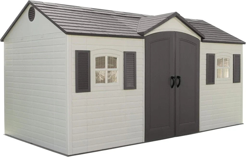 6b1eb4ff6613cfc588c34ff01856eeaf9377bd931bd64298d520fffaeeaf6138 Lifetime 6446 Outdoor Storage Shed, 8 x 15 Foot, Desert Sand