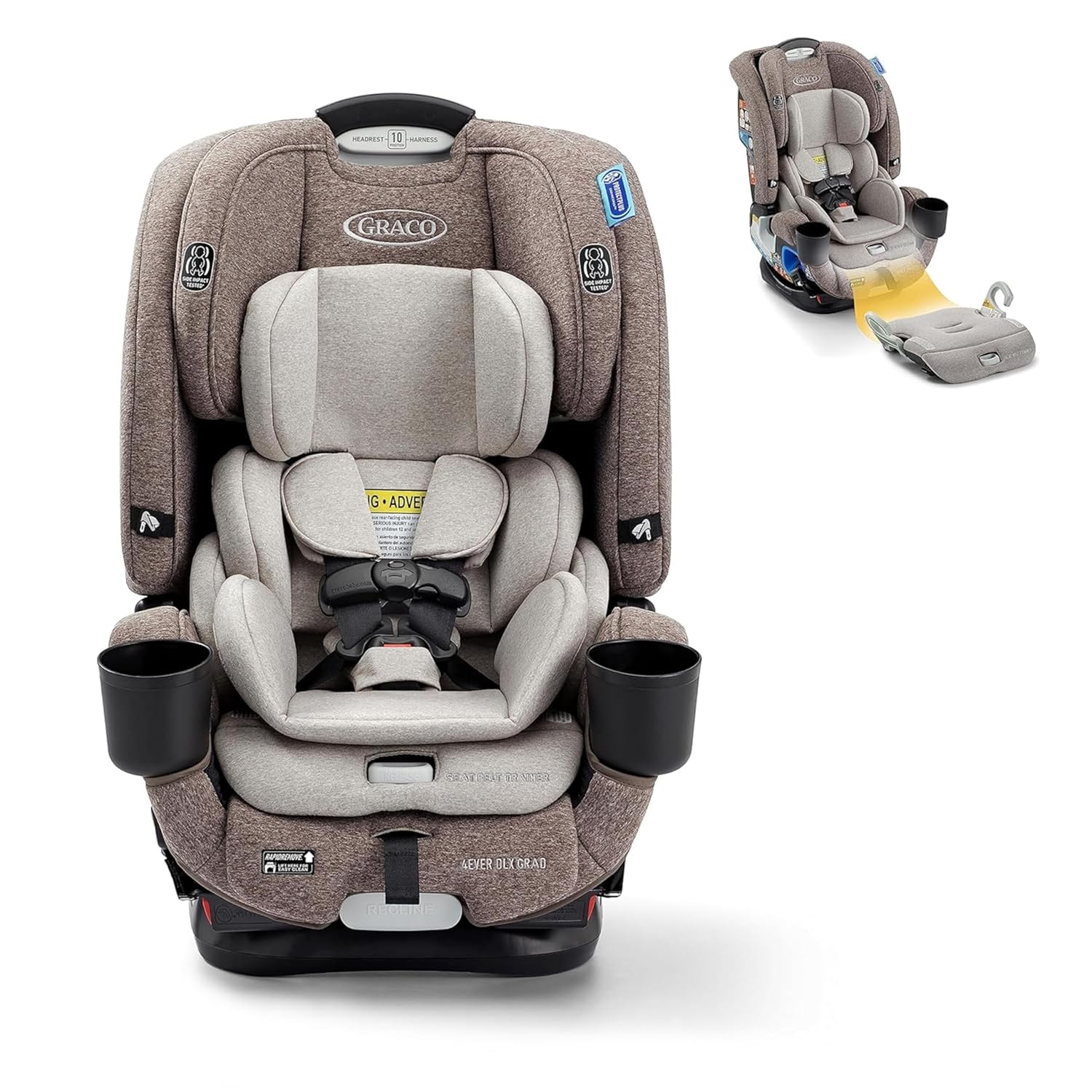 4Ever DLX 4-in-1 Car Seat, Charlie | Infant to Toddler Car Seat, with 10 Years of Use | Rear-Facing, Forward-Facing and Booster Modes | Safe,...
