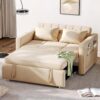 DWVO 3-in-1 Convertible Sofa Bed, 55" Sleeper Sofa with Pull-Out Bed, Cat-Scratch-Proof Fabric Futon Couch with Adjustable Backrest and Side...