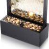 Alpine Mirror Waterfall Fountain with Stones & Lights, 72", Indoor/Outdoor Zen Decor