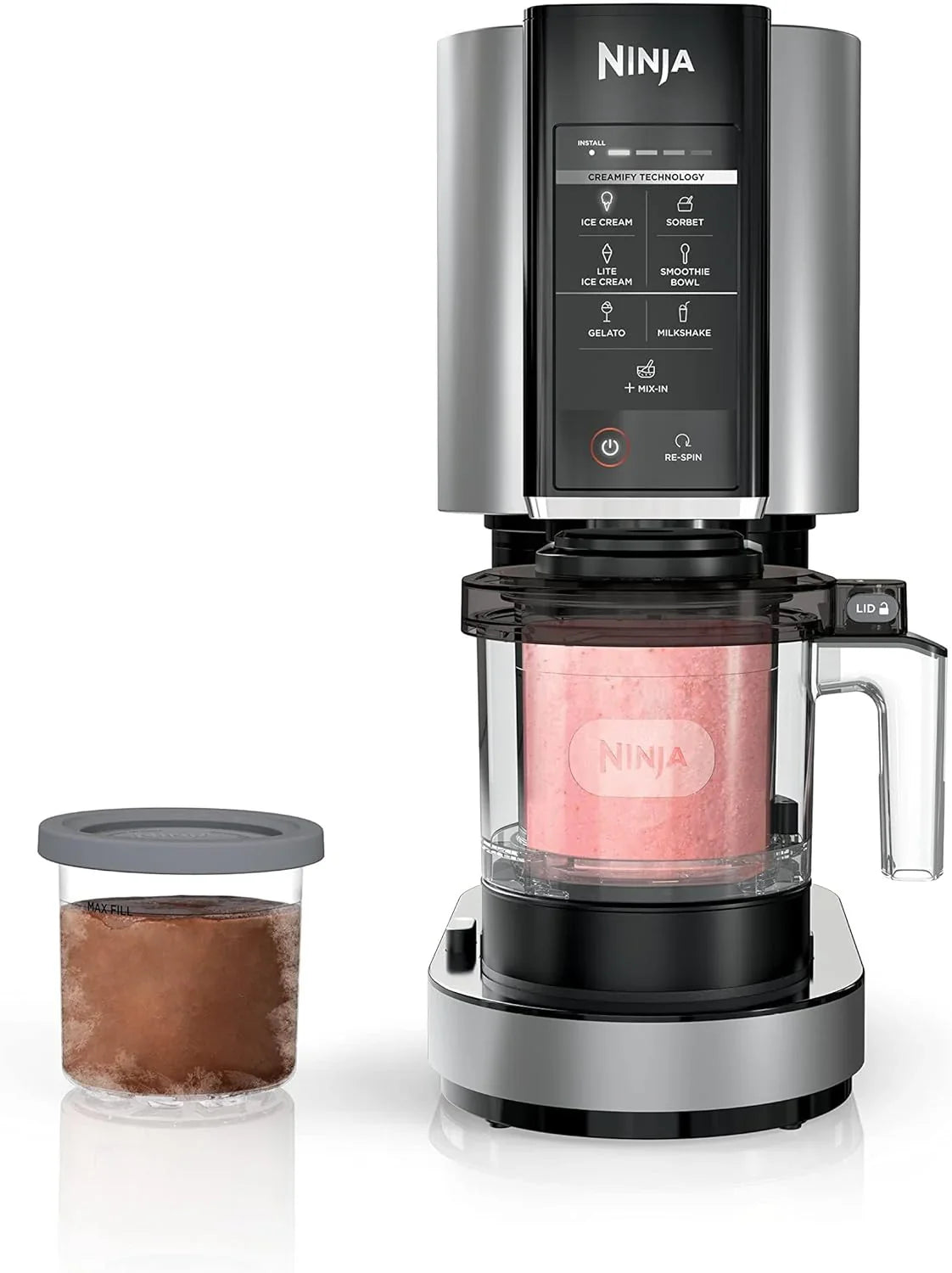 7634ab71bc711799ada7ad579390ffe39d3ea0ad29e4e46031d16f3e29c63270 Ninja NC301 CREAMi Ice Cream Maker, for Gelato, Mix-ins, Milkshakes, Sorbet, Smoothie Bowls & More, 7 One-Touch Programs, with (2) Pint Containers...