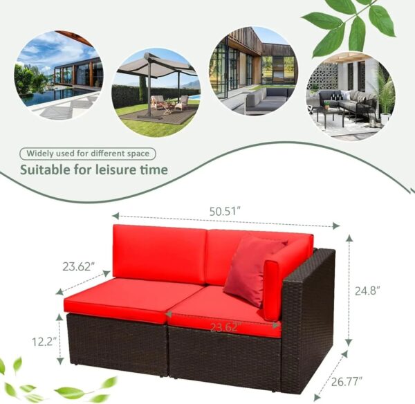 Devoko 5 Pieces Patio Furniture Sets All Weather Outdoor Sectional Patio Sofa Manual Weaving Wicker Rattan Patio Seating Sofas with Cushion and...