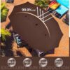 15 ft Large Patio Umbrella with Solar Lights Double-Sided Outdoor Rectangle Market Umbrellas with 36 LED Lights/Base Included/Easy Crank for Patio...